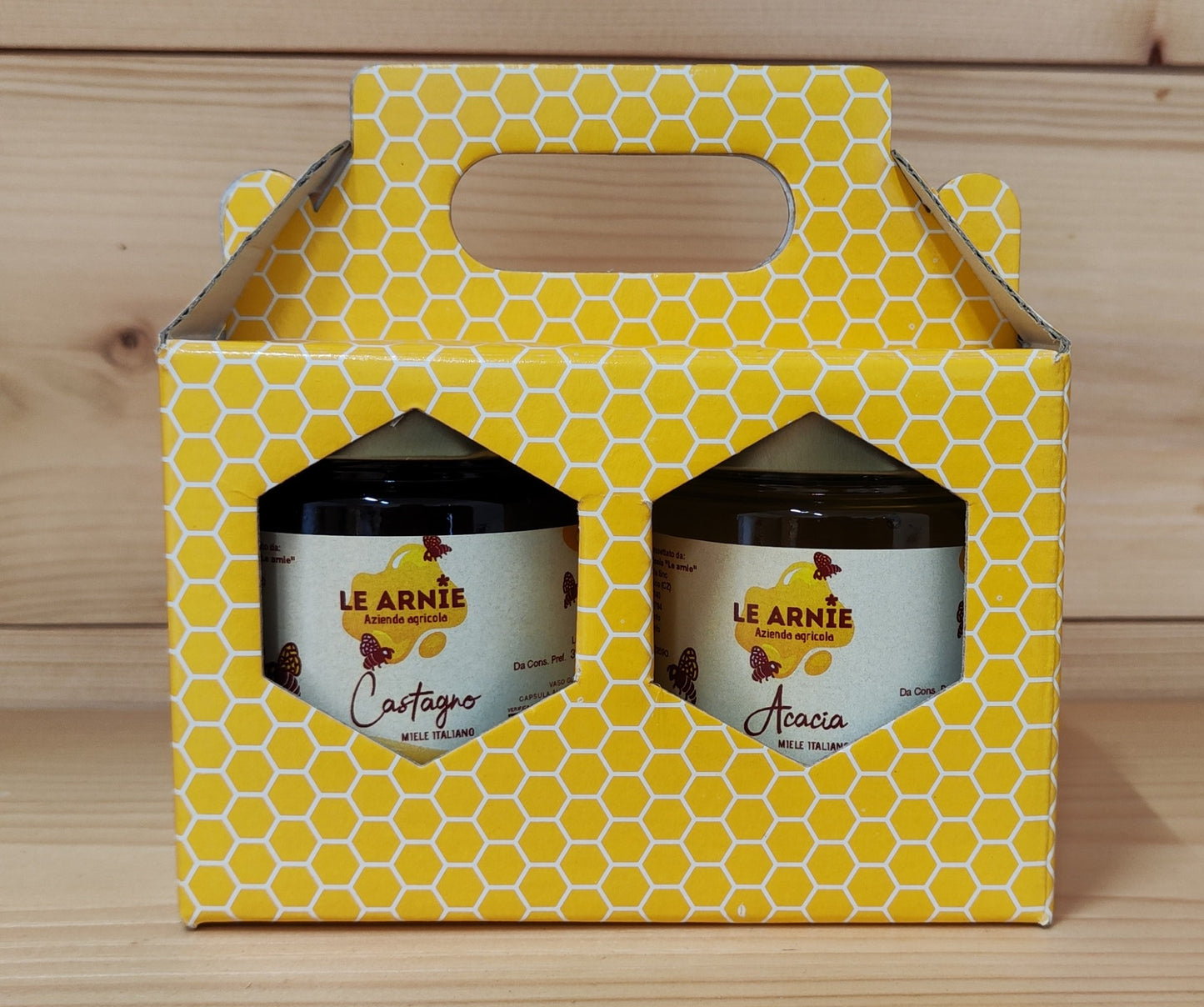 Confezione regalo due vasetti 250g miele di Castagno e Acacia