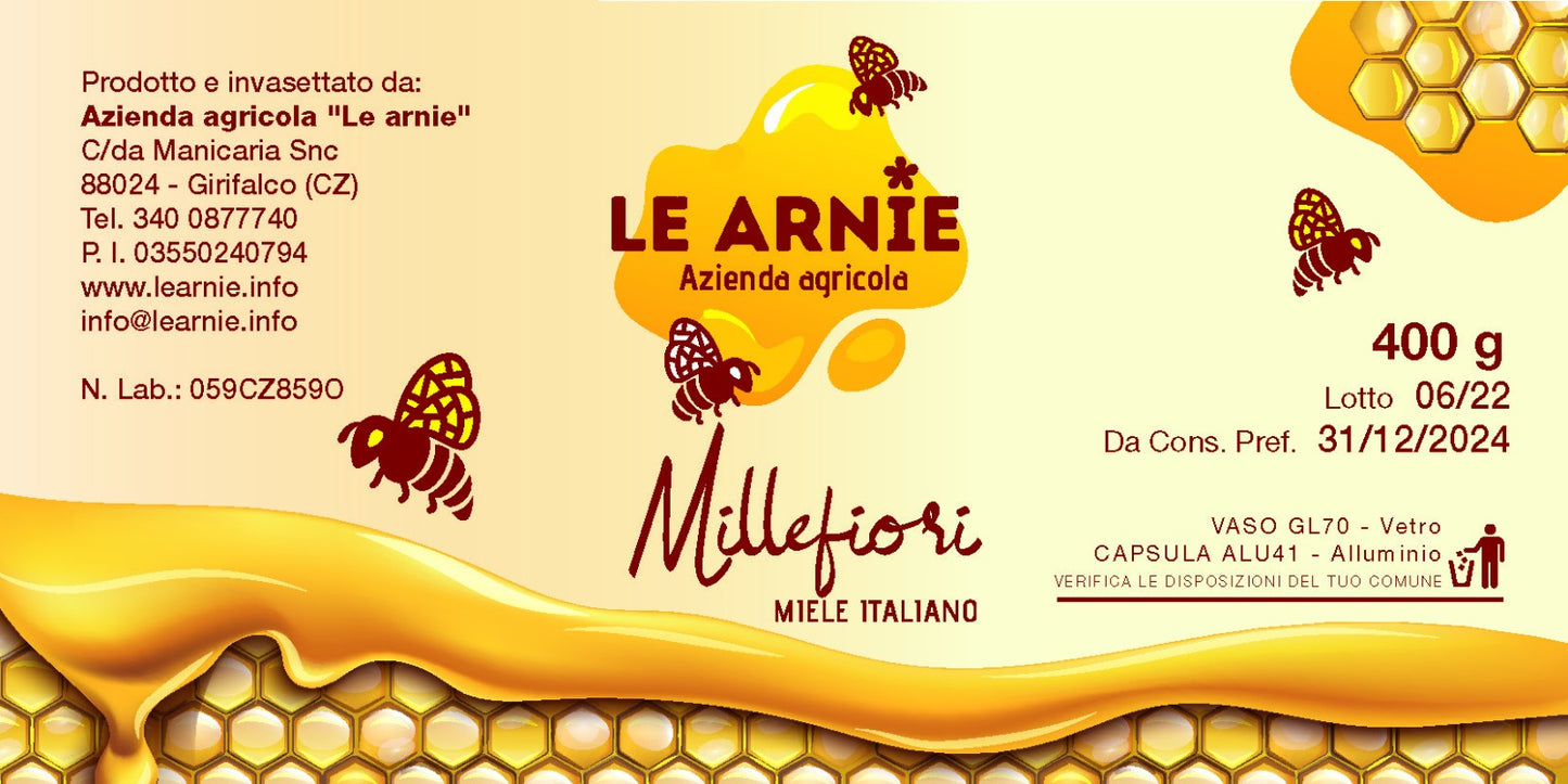 Miele di Millefiori - Vasetto 400gr Azienda Agricola Le Arnie