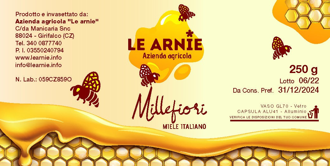 Miele di Millefiori - Vasetto 250gr  Azienda Agricola Le Arnie